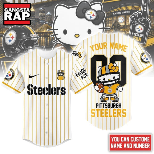 Pittsburgh Steelers NFL Kitty Game Day Custom Baseball Jersey Shirt