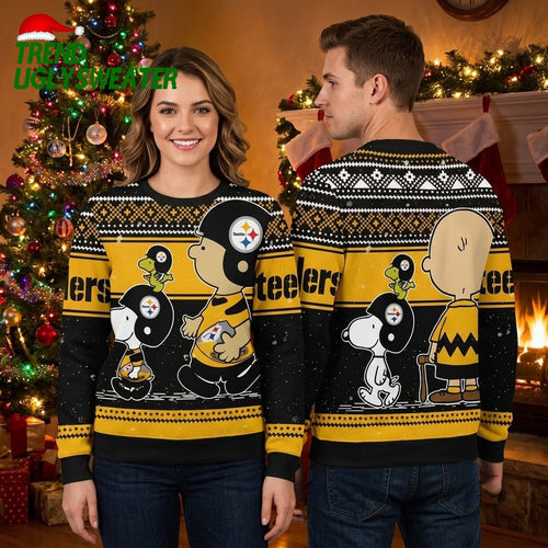 Pittsburgh Steelers Snoopy And Woodstock Ugly Christmas Sweater