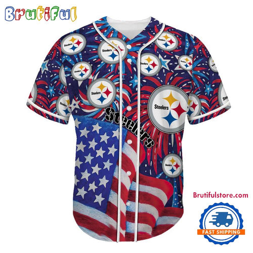 Pittsburgh Steelers USA Flag Independence Day Baseball Jersey, Sport Team 4th of July Jersey