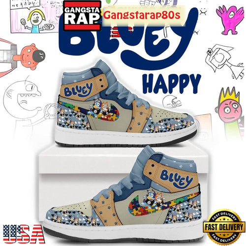 Pittsburgh Steelers x Bluey Autism Limited Edition Air Jordan 1 Sneakers Shoes