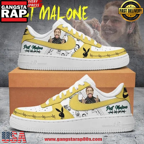 Post Malone Playboy Rockstar Limited Edition Air Force 1 Sneakers Shoes