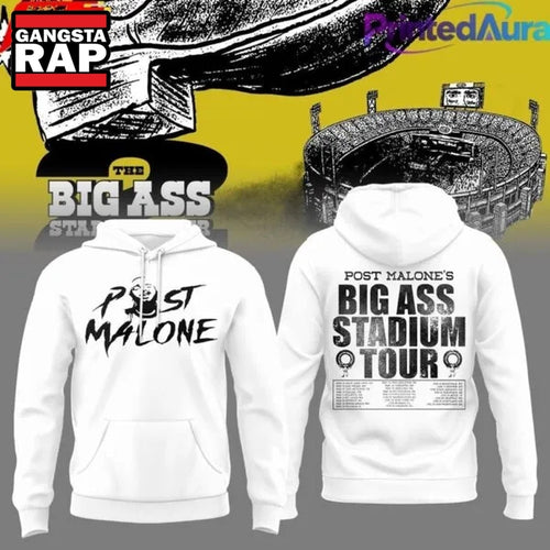 Post Malone x Utah Utes Mascot Football THE BIG ASS Stadium Tour Part 2 White Hoodie , Music Trending 3D Shirt