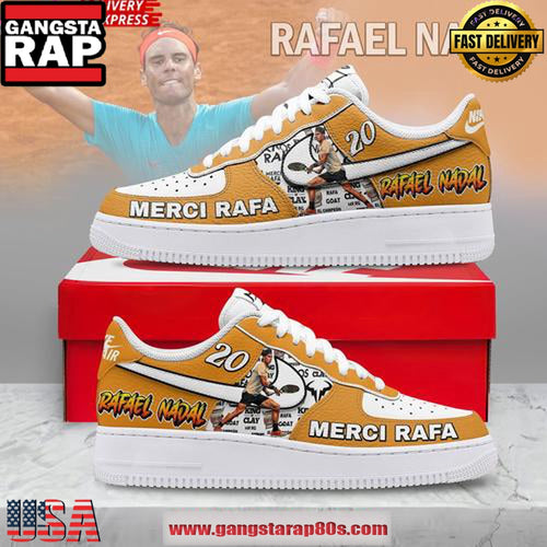 Rafael Nadal Merci Rafa King of Clay Limited Edition Air Force 1 Running Sneakers