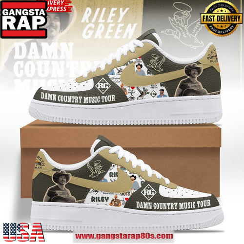 Riley Green Damn Country Music Tour 2025 Air Force 1 Running Sneakers Shoes
