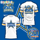 Roanoke Rail Yard Dawgs 2025 New Logo White T Shirt
