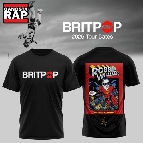 Robbie Williams BRITPOP World Tour 2026 Black T Shirt , Music Trending 3D Shirt
