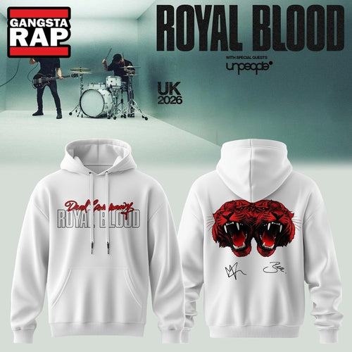 Royal Blood UK Tour 2026 Limited Edition Signature White Hoodie T-Shirt