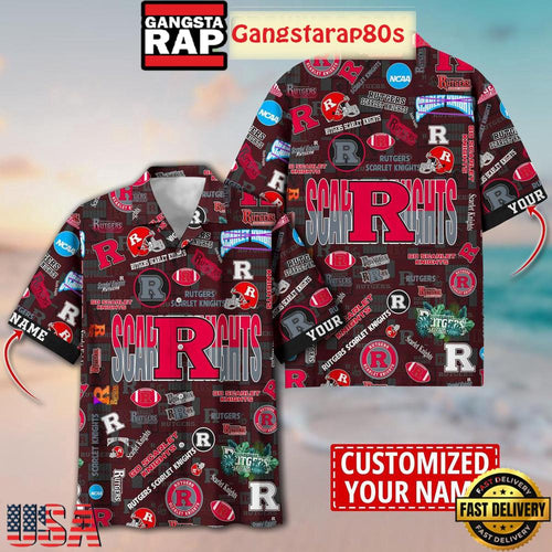 Rutgers Scarlet Knights Solgan True Fan Spirit Custom Name Aloha Hawaiian Shirt