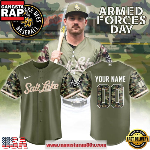 Salt Lake Bees Armed Forces Day 2026 Custom Name Number Baseball Jersey