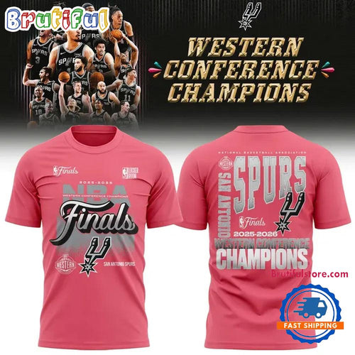 San Antonio Spurs 2026 NBA Western Conference Champions Pink 3D Shirt