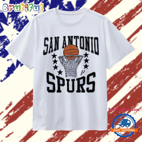 San Antonio Spurs Basketball and Hoop Logo National Basketball Association T Shirt