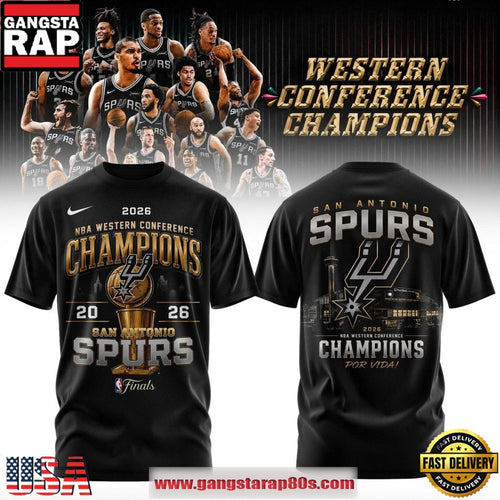 San Antonio Spurs Por Vida Basketball Team Western Conference Champions 2026 T Shirt