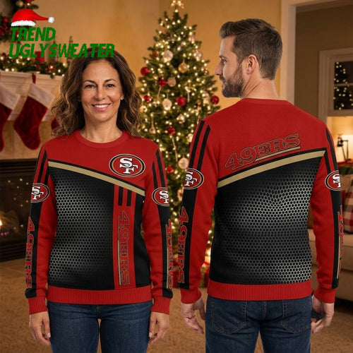 San Francisco 49ers Black Mesh Panel Logo Ugly Christmas Sweater