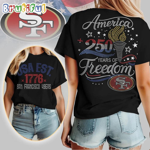 San Francisco 49ers NFL 250 Years Independence Day Rhinestone Dot Unisex 3D Shirt