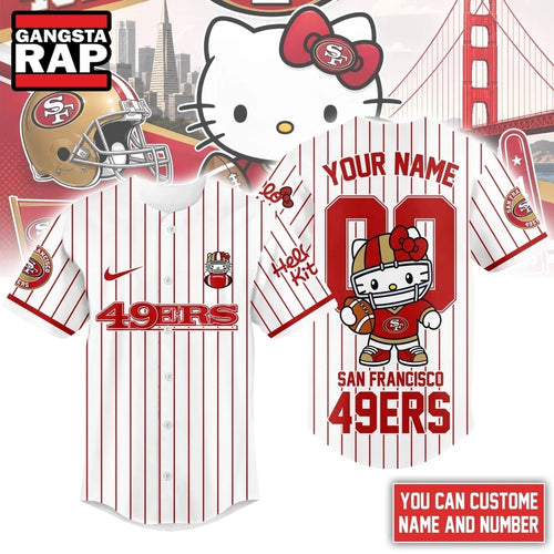 San Francisco 49ers NFL Kitty Game Day Custom Baseball Jersey Shirt