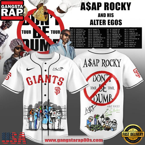 San Francisco Giants x ASAP Rocky Don’t Be Dumb World Tour 2026 Baseball Jersey