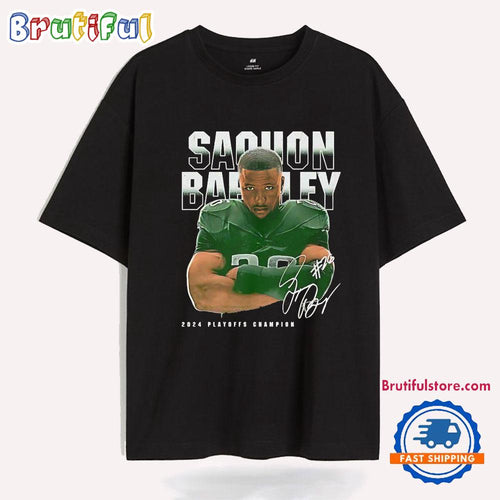 Saquon Barkley 2024 Playoffs Champions Philadelphia Eagles Signature T Shirt