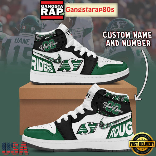 Saskatchewan Roughriders Custom Name Number Air Jordan 1 Sneakers Shoes