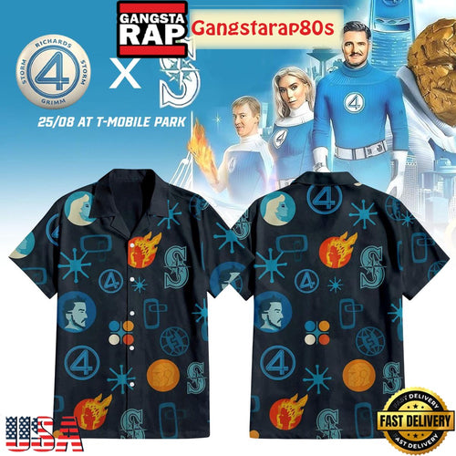 Seattle Mariners Fantastic 4 First Step Hot Summer Hawaiian Shirt