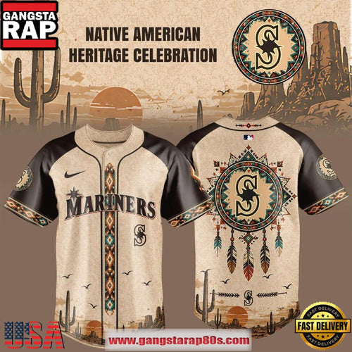Seattle Mariners x Native American Heritage 2026 Retro MLB Fan Baseball Jersey
