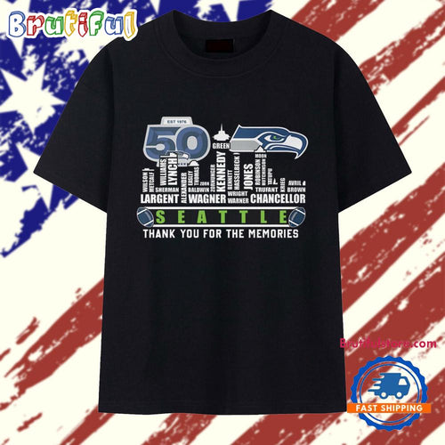 Seattle Seahawks Football 50 Season Est 1976 Thank You For The Memories T Shirt