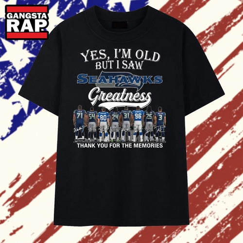 Seattle Seahawks Greatness Legends Signatures Vintage Graphic T Shirt , Vintage Trending Shirt