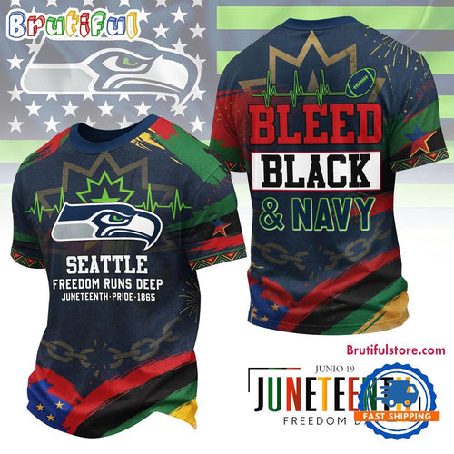 Seattle Seahawks NFL Juneteenth Freedom Runs Deep New Design 3D Shirt