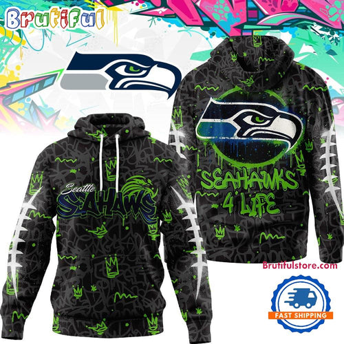 Seattle Seahawks NFL Special Graffiti My Team 4 Life All Over Print Hoodie Shirt