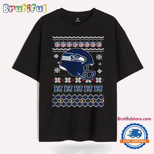 Seattle Seahawks Football Logo Team Helmet Merry Chritmas 2024 T Shirt
