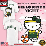 Seattle Storm x Hello Kitty Night 2026 Limited Edition All Over Print T-Shirt