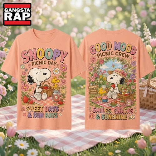 Snoopy Picnic Day, Good Mood Picnic Crew 3D Shirt Hoodie T-Shirt