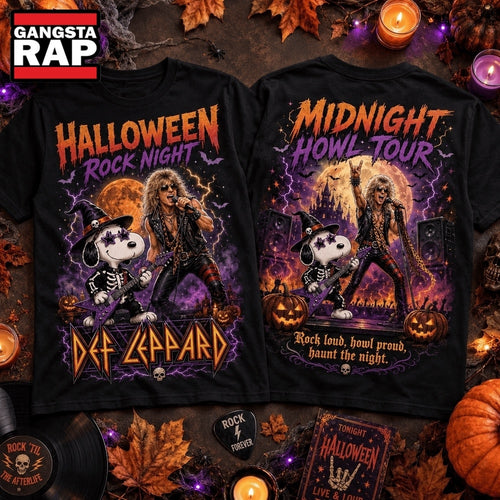 Snoopy x Def Leppard Halloween Midnight Howl Tour 3D Shirt , Music Trending 3D Shirt