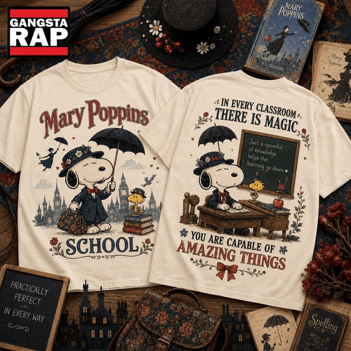 Snoopy x Mary Poppins Practically Perfect Teacher 3D Shirt , Music Trending 3D Shirt