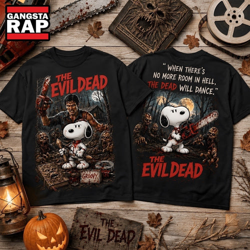Snoopy x The Evil Dead Groovy Halloween 3D Shirt , Music Trending 3D Shirt