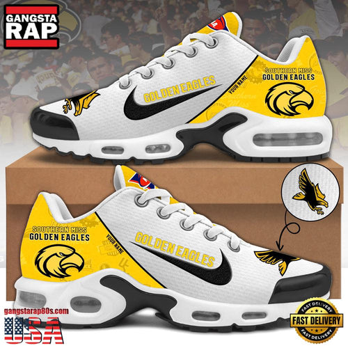 NCAA Custom Name Southern Miss Golden Eagles Football Mascot Symbol Air Max Plus Shoes Running Sneakers