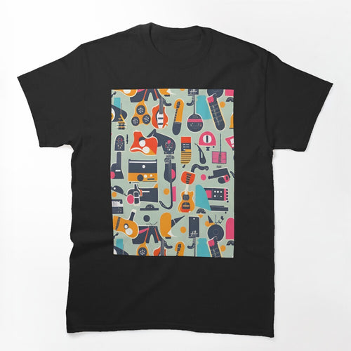 Colorful Funky Music Icons Pattern Shirt