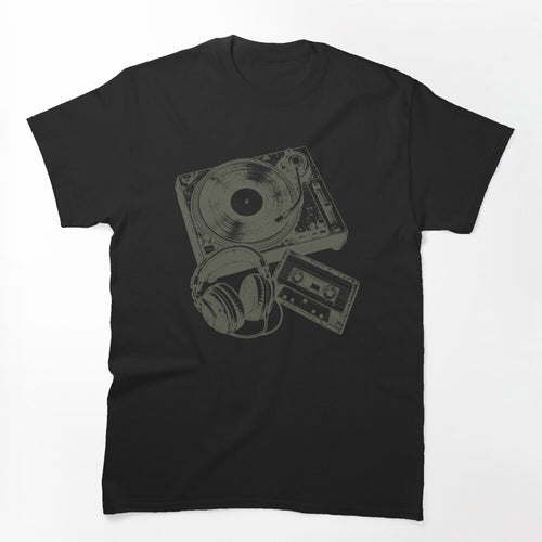 Vintage Vinyl Record Player Cassette Headphones Music Lover Shirt