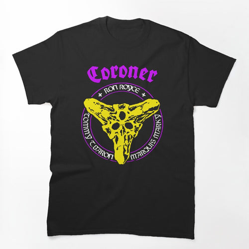 Purple Typography Thrash Metal Symbol Yellow Shirt