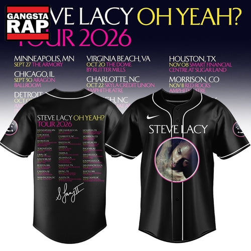 Steve Lacy Oh Yeah Tour 2026 Graphic Signature Schedule Baseball Jersey