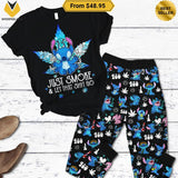 Stitch Just Smoke Let That Shit Go Weed Pajamas Set