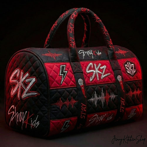 Stray Kids K-Pop Fandom Concert Inspired Quilted Duffle Bag