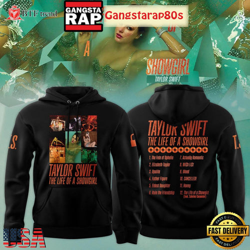 Taylor Swift New Album 2025 The Life Of A Showgirl Black Unisex Hoodie