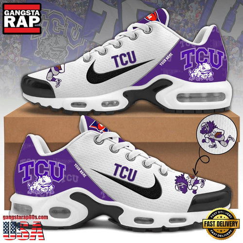 NCAA Custom Name Tcu Horned Frogs Football Mascot Symbol Air Max Plus Shoes Running Sneakers