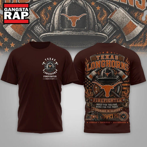 Texas Longhorns 2026 NCAA Firefighter Built for the Fire 3D Shirt