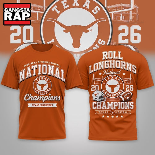Texas Longhorns NCAA Road to Glory 2026 Football Champions 3D Shirt Hoodie T-Shirt
