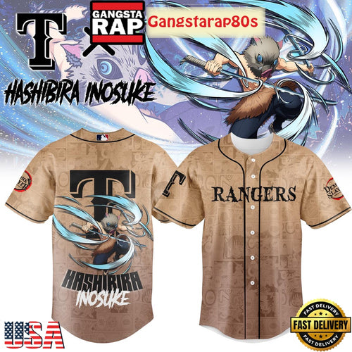 Texas Rangers Hashibira Inosuke Demon Slayer 2025 Limited Edition Baseball Jersey