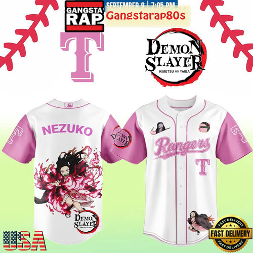 Texas Rangers Nezuko Demon Slayer 2025 Limited Edition Baseball Jersey