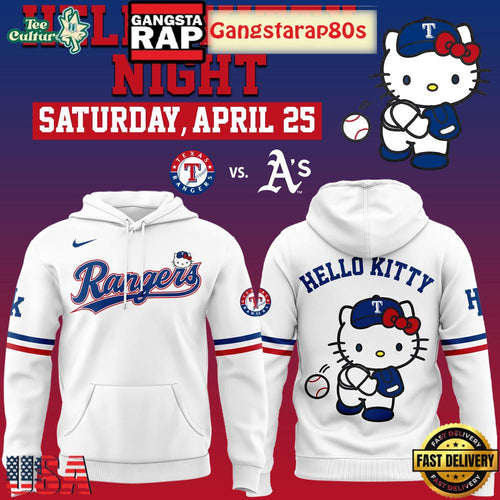 Texas Rangers x Hello Kitty Night Unisex Hoodie Shirt New Design