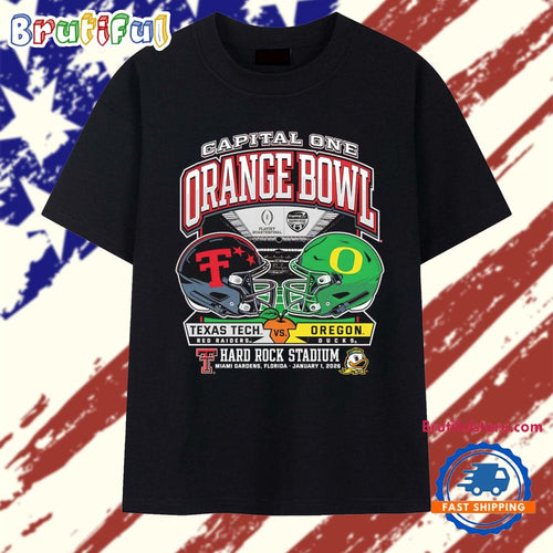 Texas Tech vs Oregon 2025 Capital One Orange Bowl Helmet T Shirt
