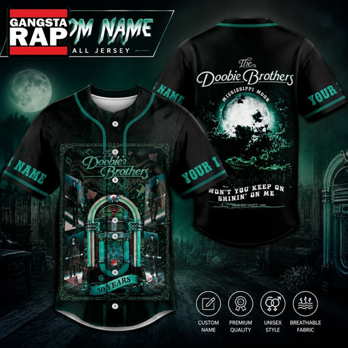 The Doobie Brothers 50 Years Mississippi Moon Personalized Baseball Jersey , Music Fans Jersey Shirt